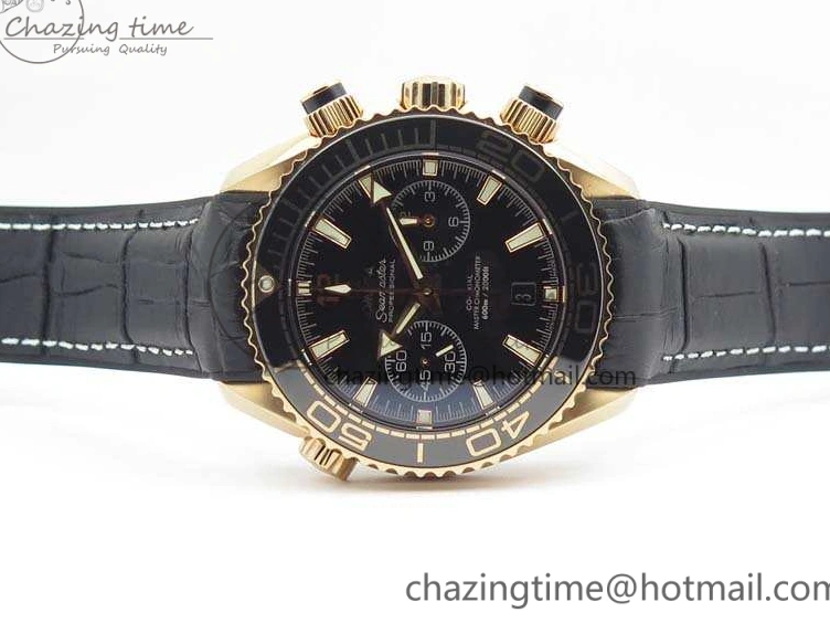 0515 Elegant Seamaster Pro Chrono RG OM Best Edition Black Ceramic Black Dial On Gummy Strap A 8128